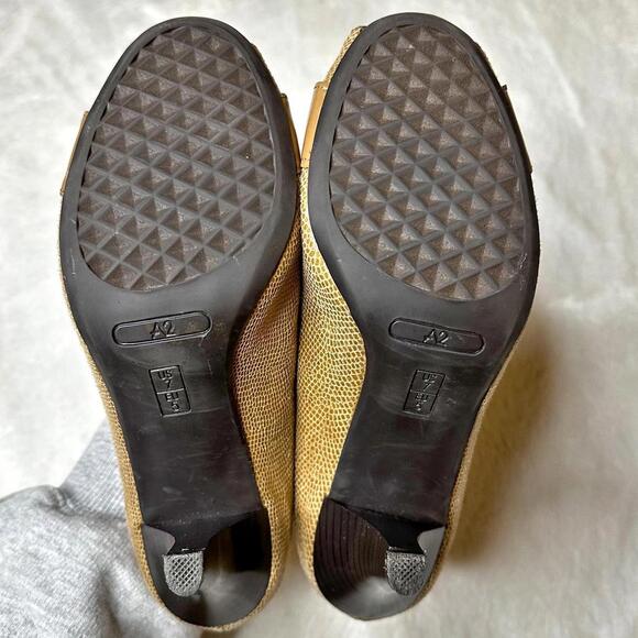A2 by Aerosoles Benelux Peep Toe Snake Embossed Heels Tan Women's 7 - Picture 7 of 11